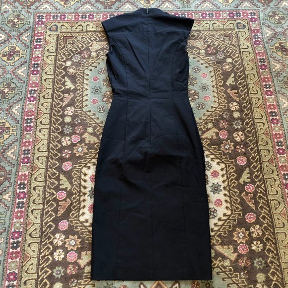 *NWT* Black Starburst Pleated Fitted Sheath Dress - Made in Canada - Size XXS - Picture 6 of 16